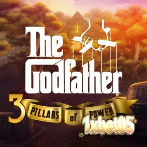 Tampilan visual slot The Godfather 3 Pillars of Power dengan nuansa gelap dan elegan